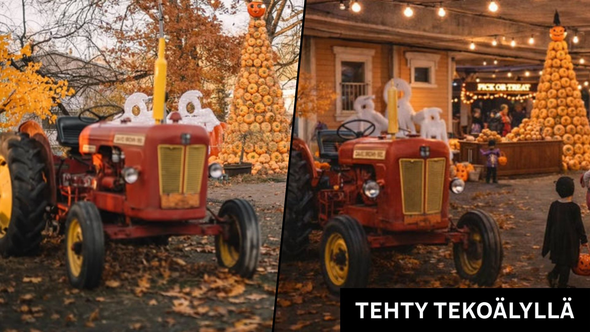 Raision Halloweenkylää syytetään nyt kuvavarkaudesta – kilpailijan traktori ja kurpitsatorni päätyivät tekoälykuviin